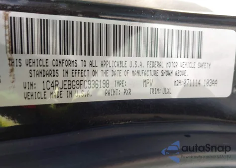 2015 Jeep Grand Cherokee Limited из США, поврежденный, VIN 1C4RJEBG9FC936198